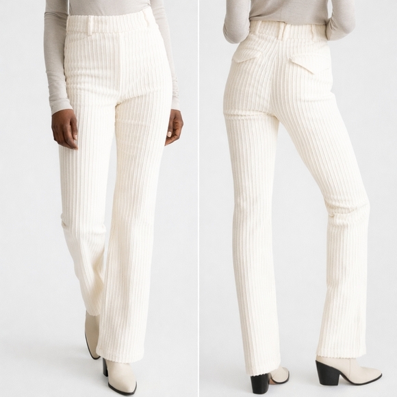 & Other Stories High Waist Corduroy Trousers Pants Cream White Size 6